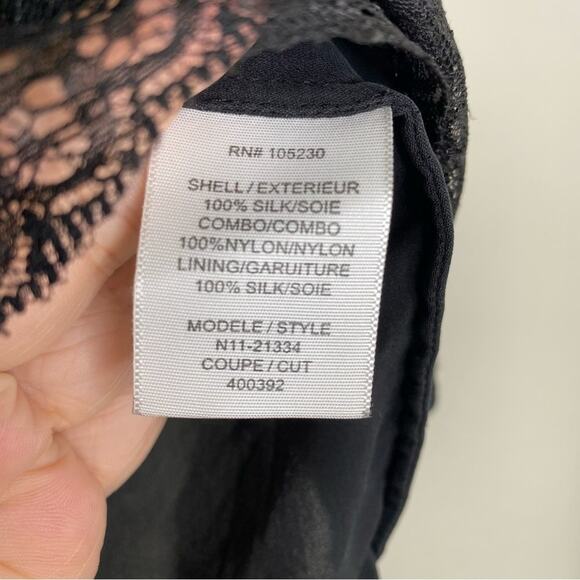 Joie Black 100% Silk Versailles Caviar Lace Trim Blouse Small - Picture 6 of 11